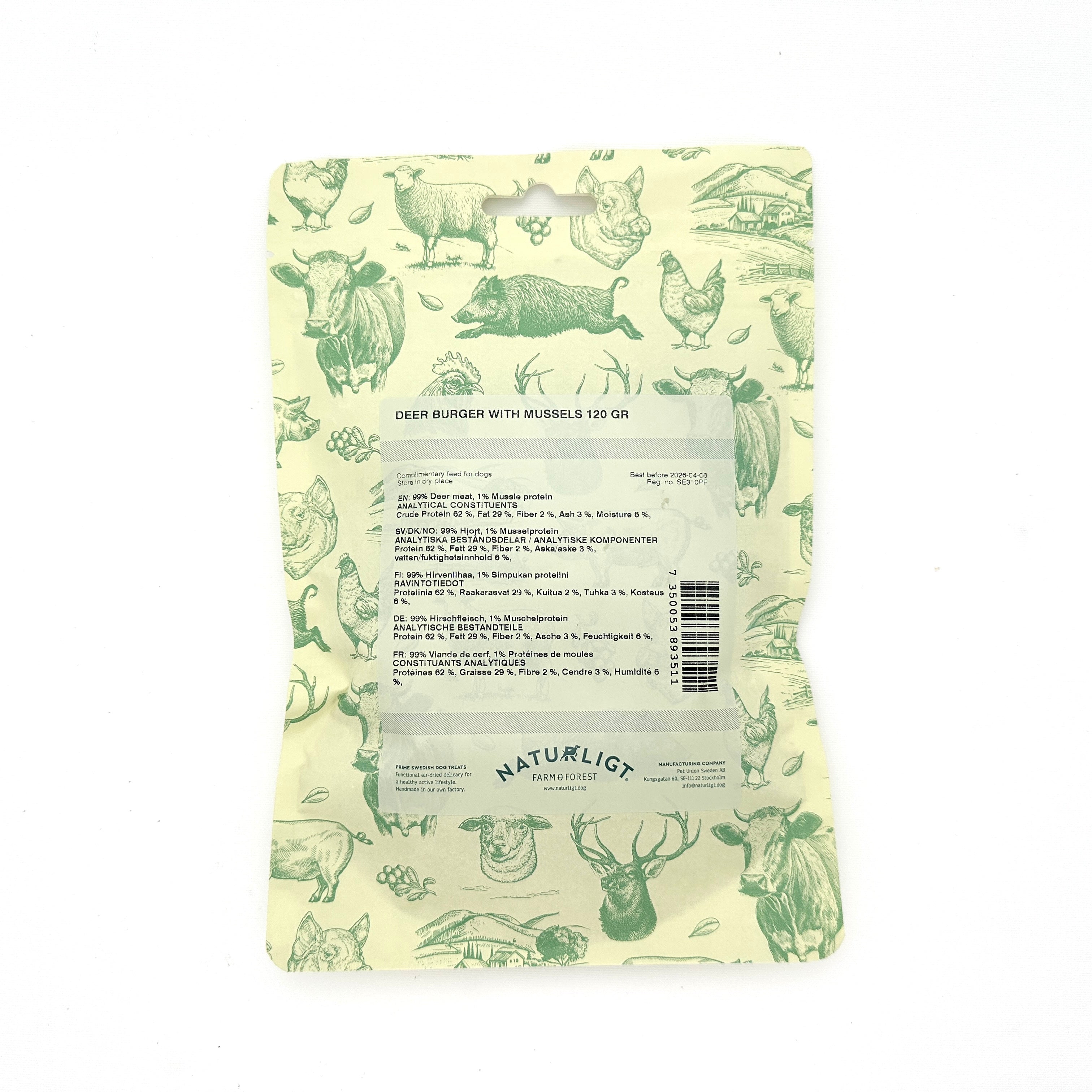 Farm & Forest - Hjortburgare med mussla (120g)