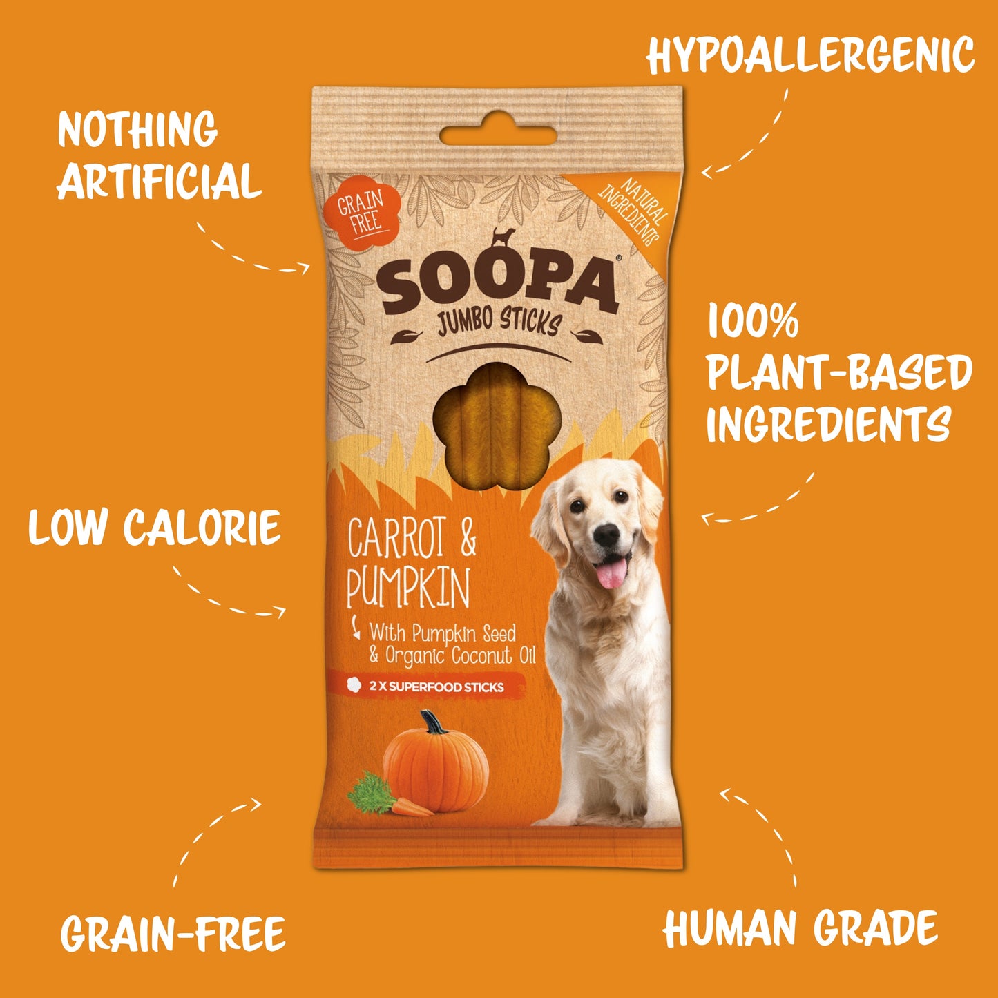 Soopa - Tuggpinnar JUMBO | Morot & Pumpa (2-pack)