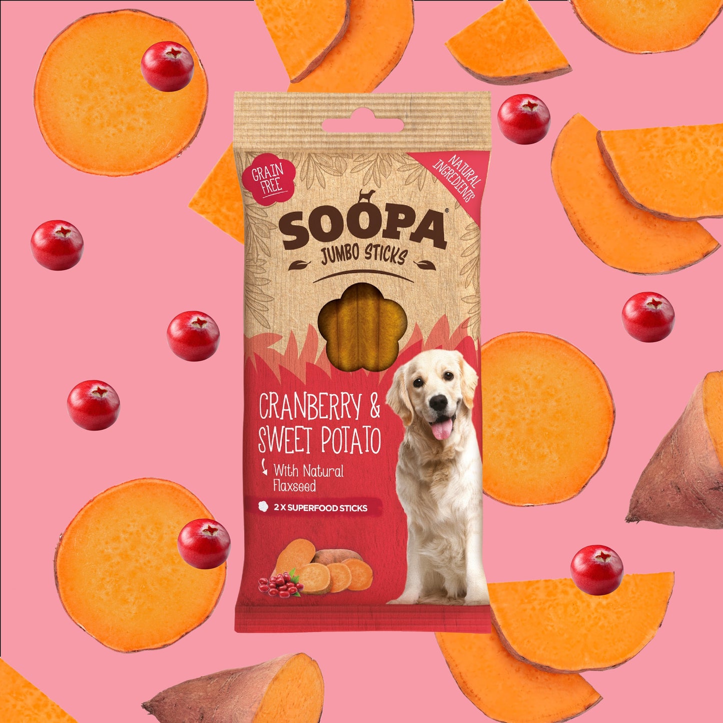 Soopa - Tuggpinnar JUMBO | Tranbär & Sötpotatis (2-pack)