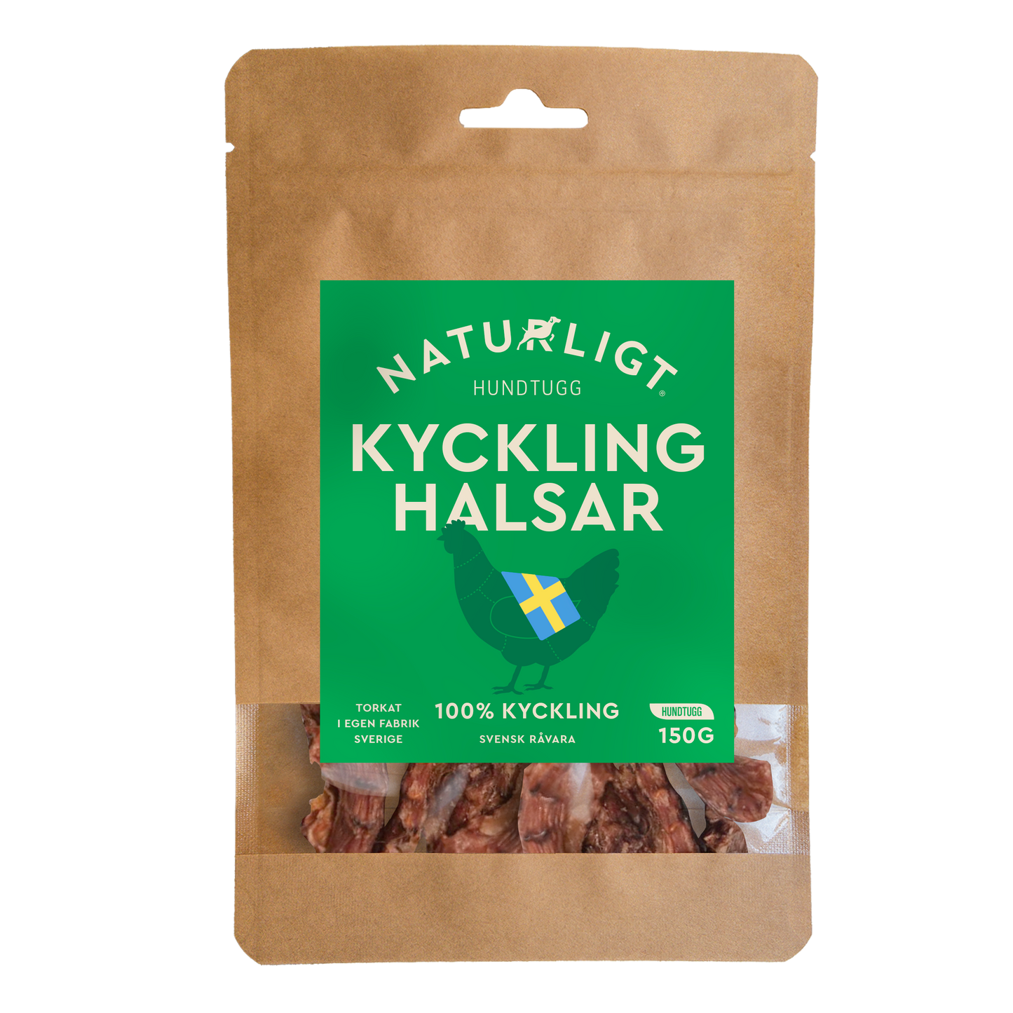 Naturligt hundtugg - Svensk kycklinghals (150g)