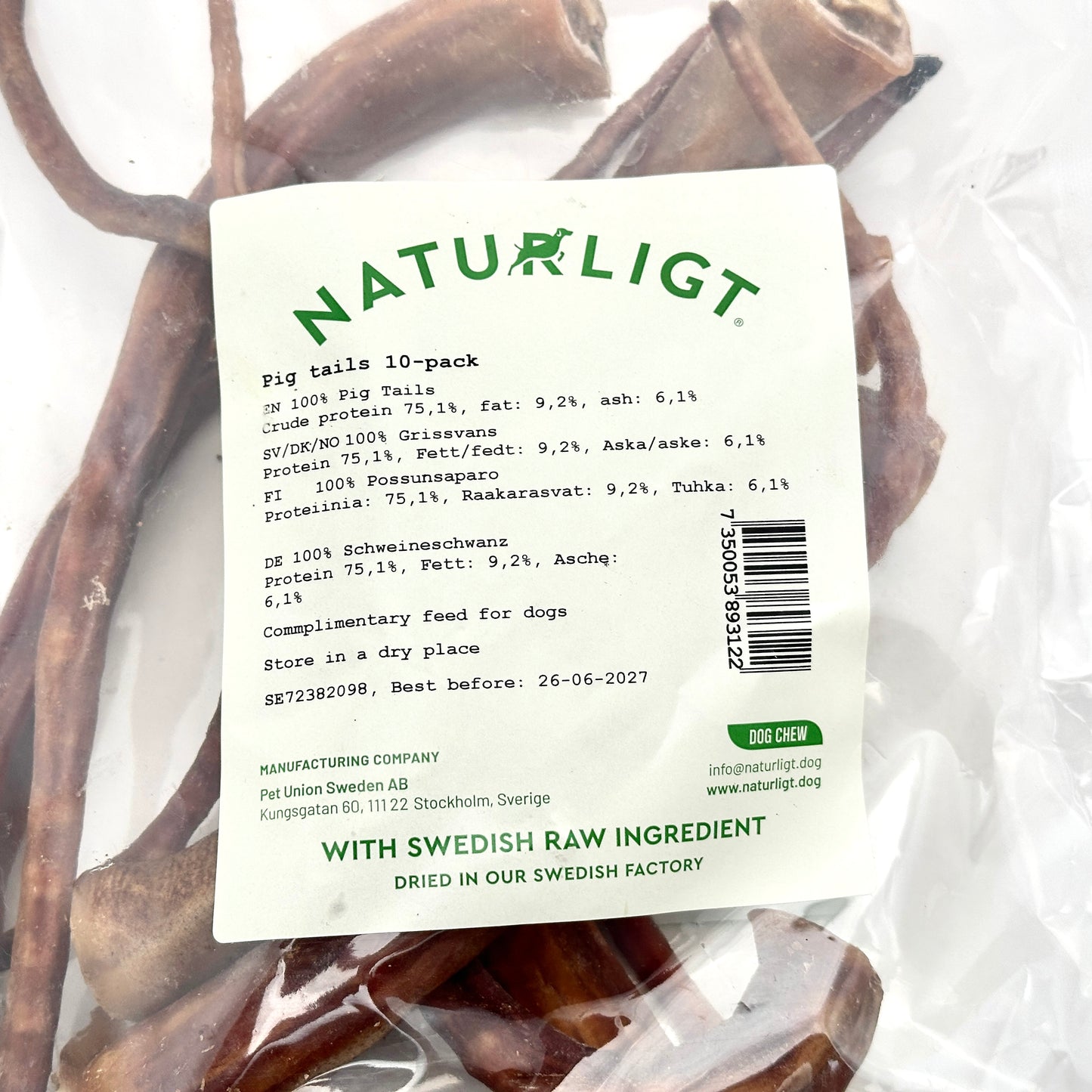 Naturligt hundtugg - Svensk grisknorr, 10-pack