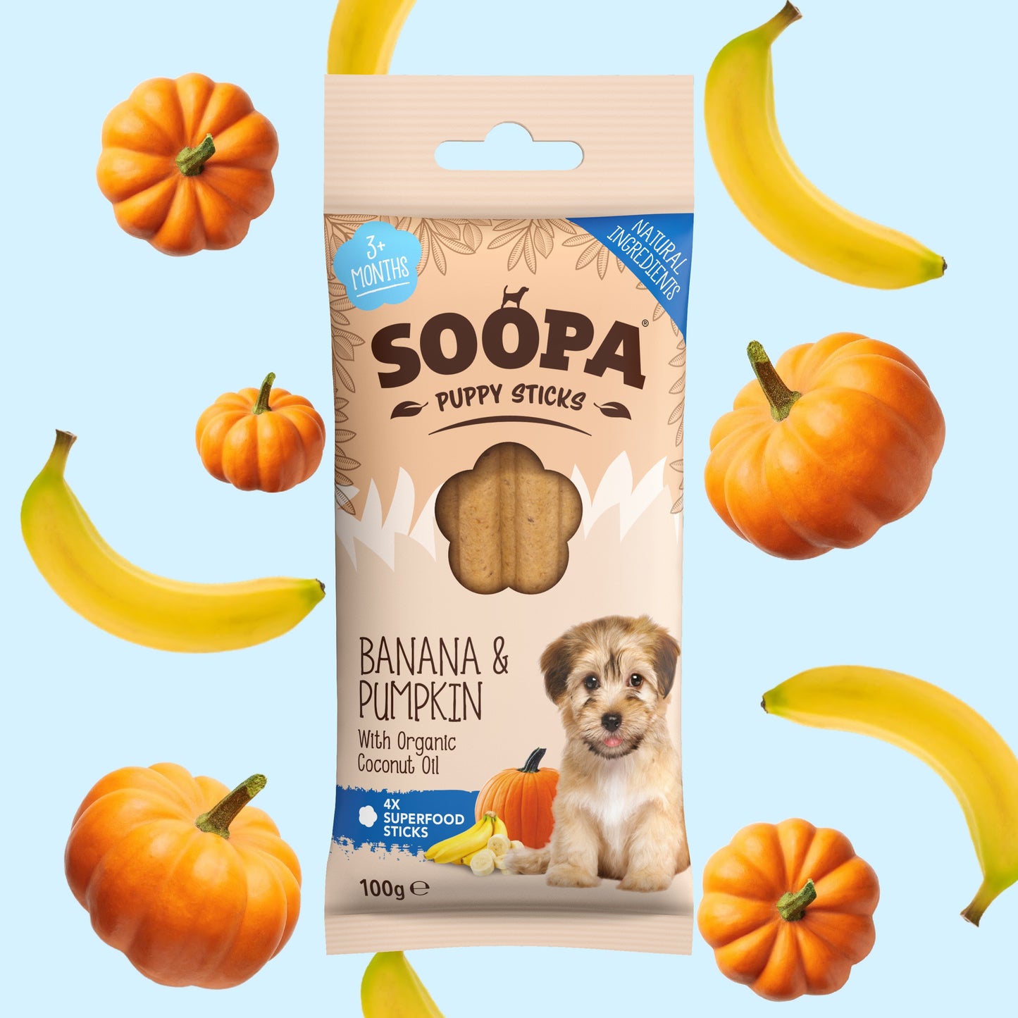Soopa - Tuggpinnar PUPPY | Banan och Pumpa (4-pack)