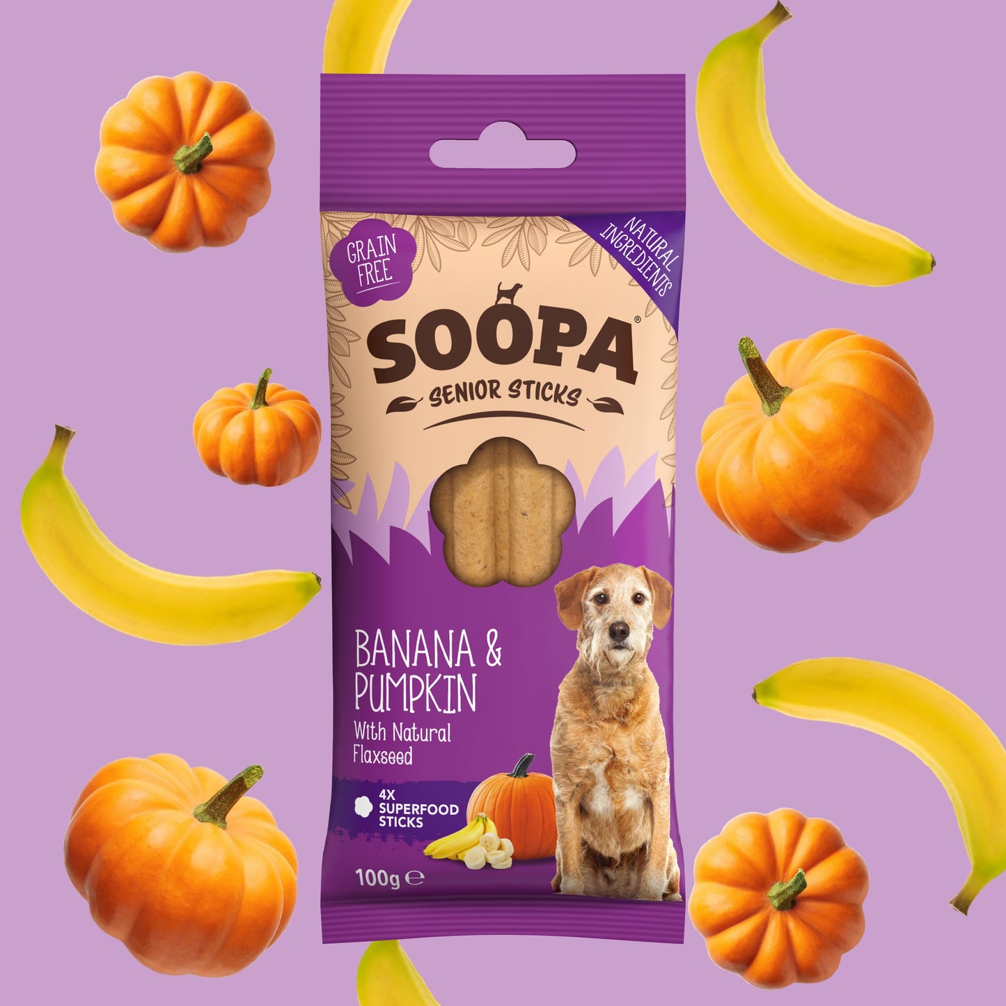Soopa - Tuggpinnar SENIOR | Banan och Pumpa (4-pack)