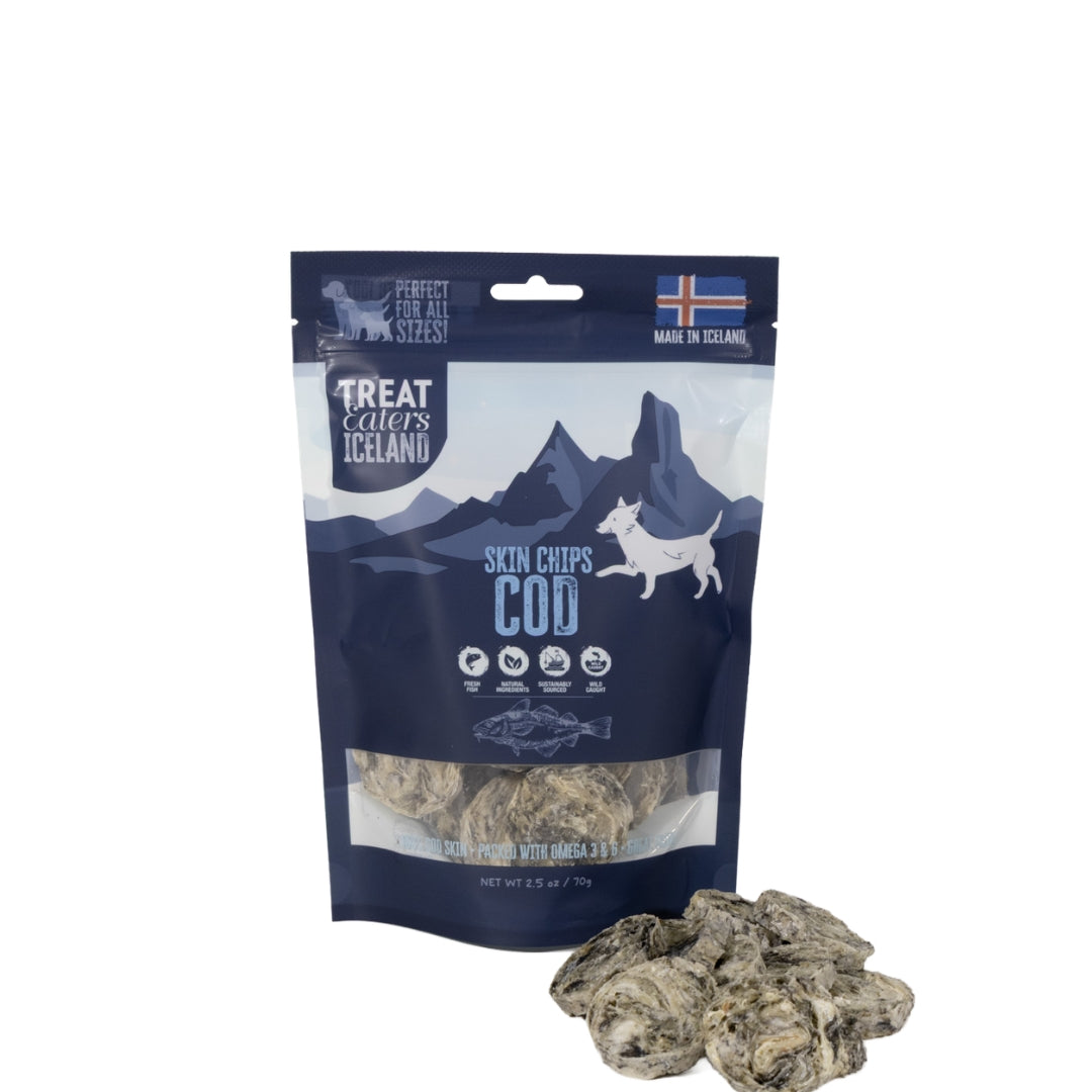 TreatEaters Iceland - Cod Skin Chips Large Bites (70g)