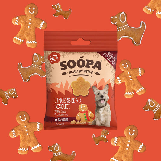 Soopa - Hundgodis | Gingerbread Biscuit, Ingerfära och tranbär (50g, 50 bitar)