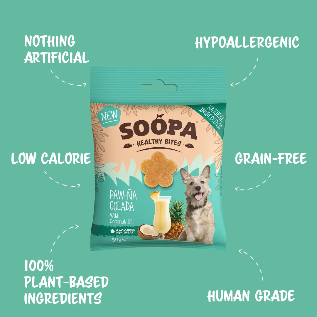 Soopa - Hundgodis | Paw-Na Colada, kokos och ananas (50g, 50 bitar)