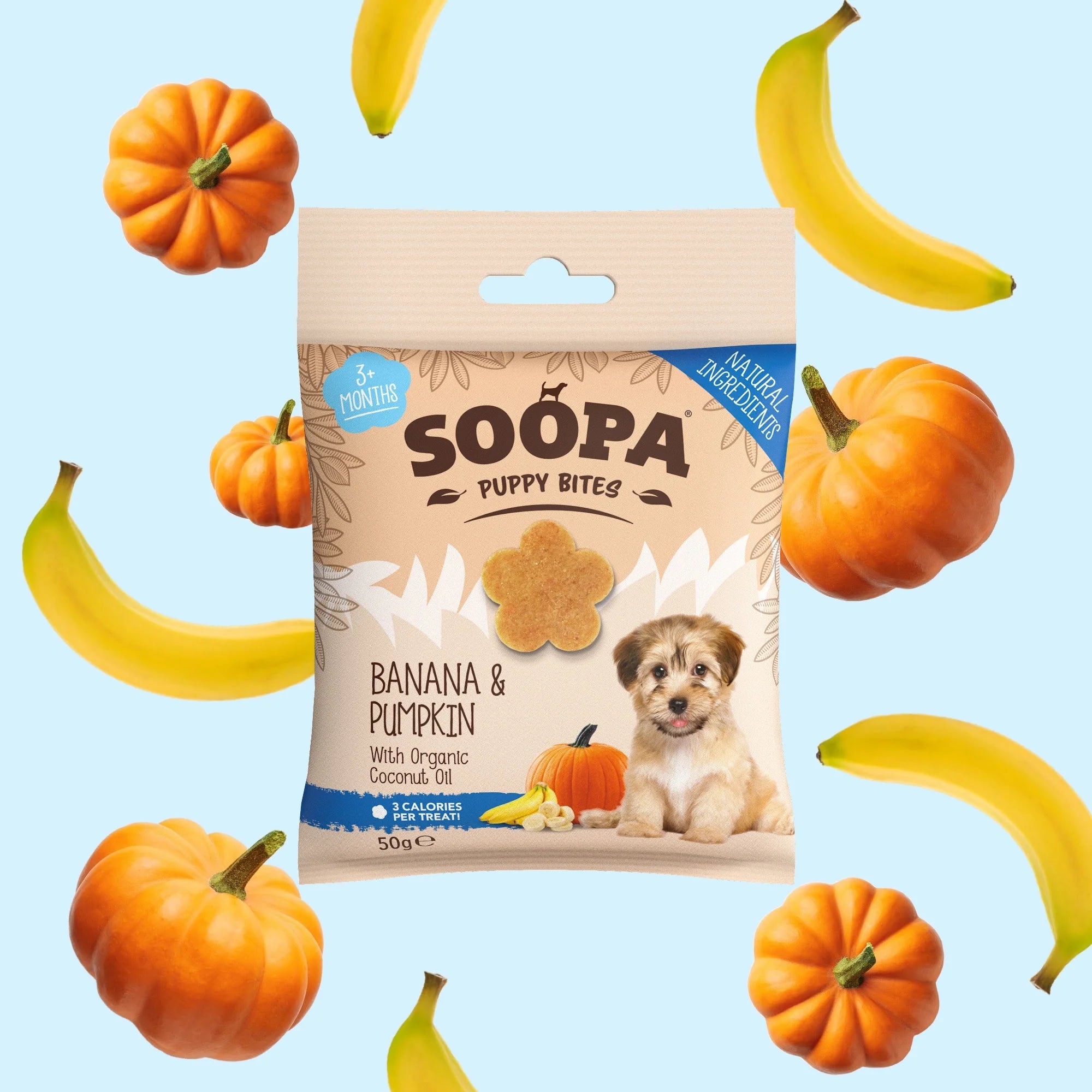 Soopa - Hundgodis PUPPY | Banan och pumpa (50g, 50 bitar)
