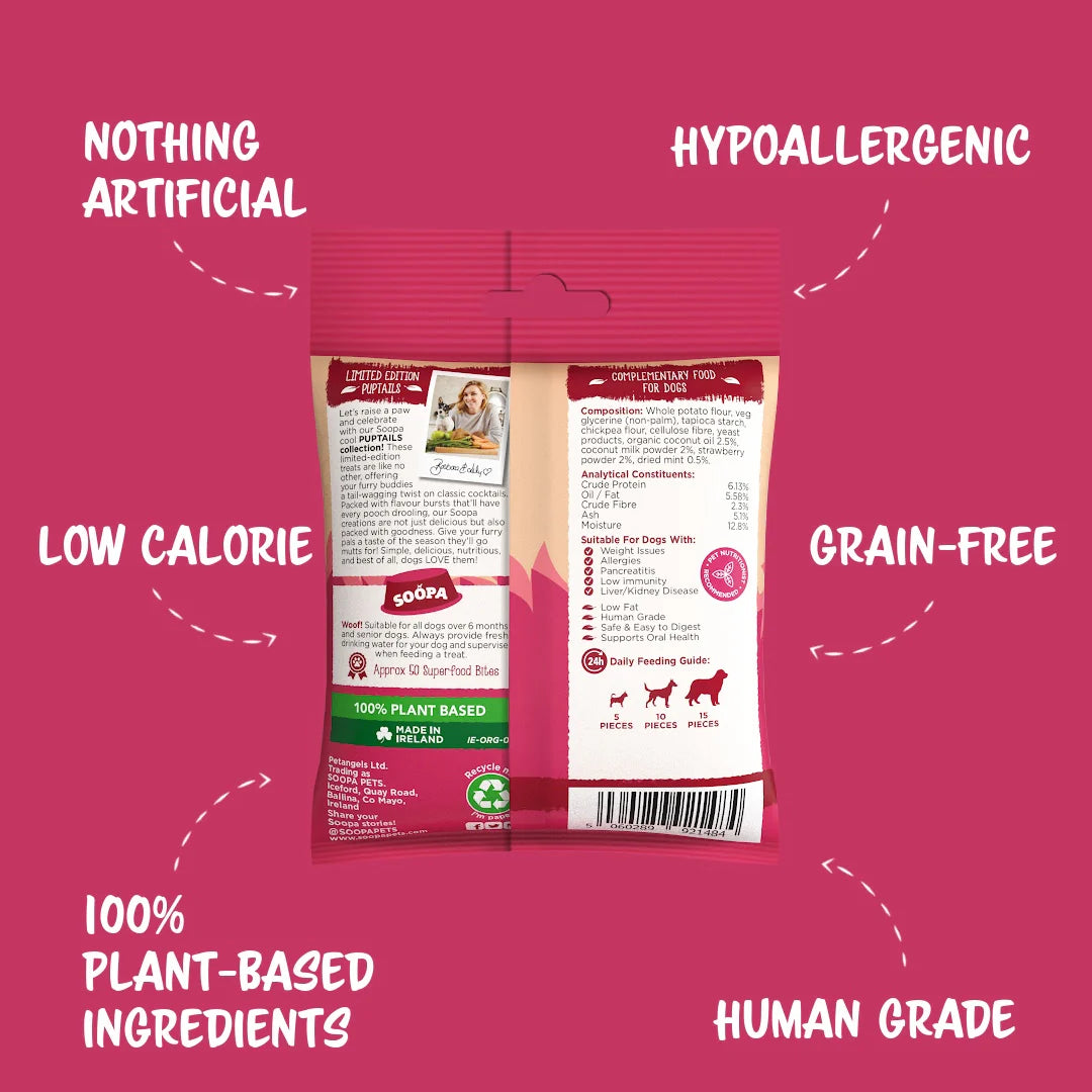 Soopa - Hundgodis | Strawberry Dog-Quiri, jordgubb och kokos (50g, 50 bitar)