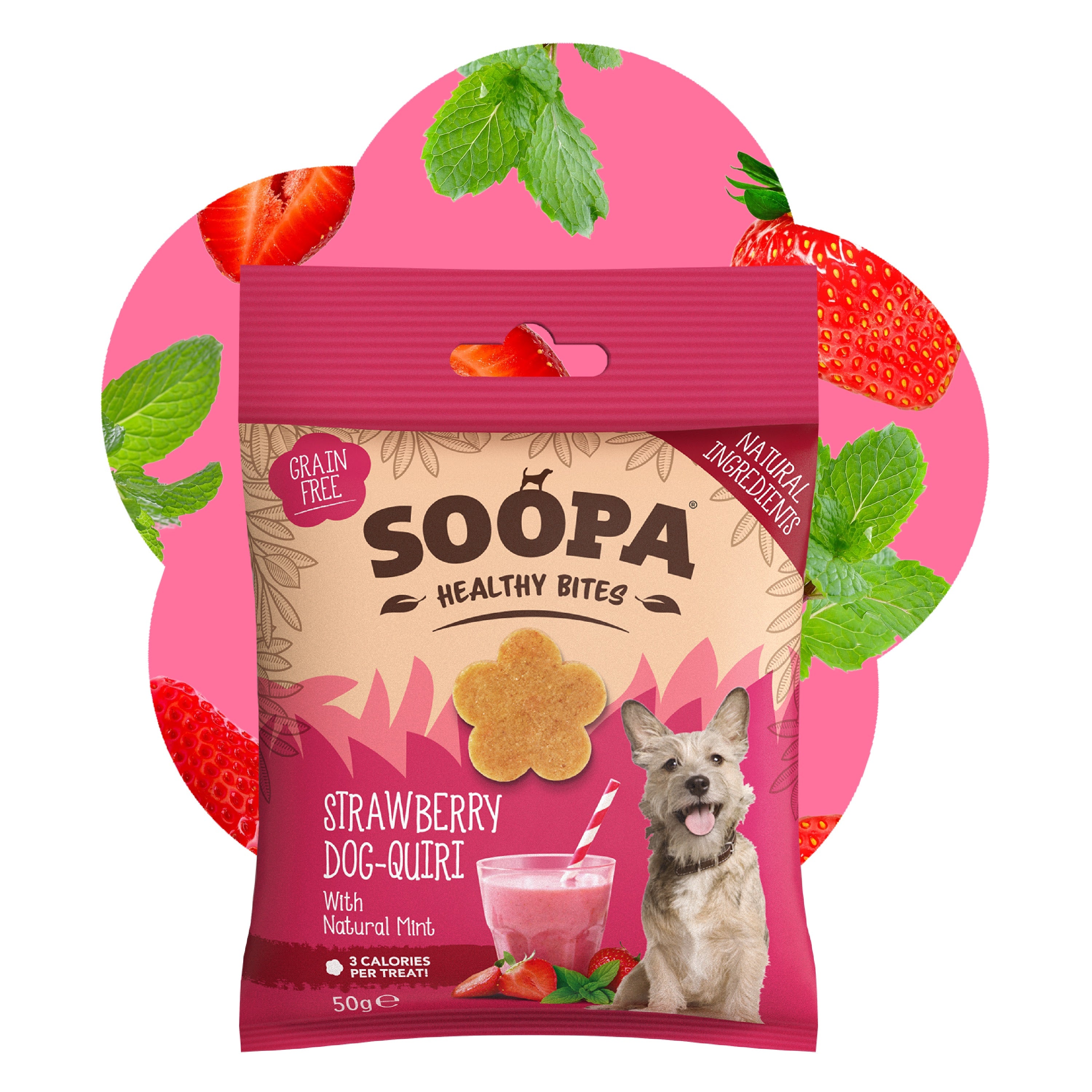 Soopa - Hundgodis | Strawberry Dog-Quiri, jordgubb och kokos (50g, 50 bitar)