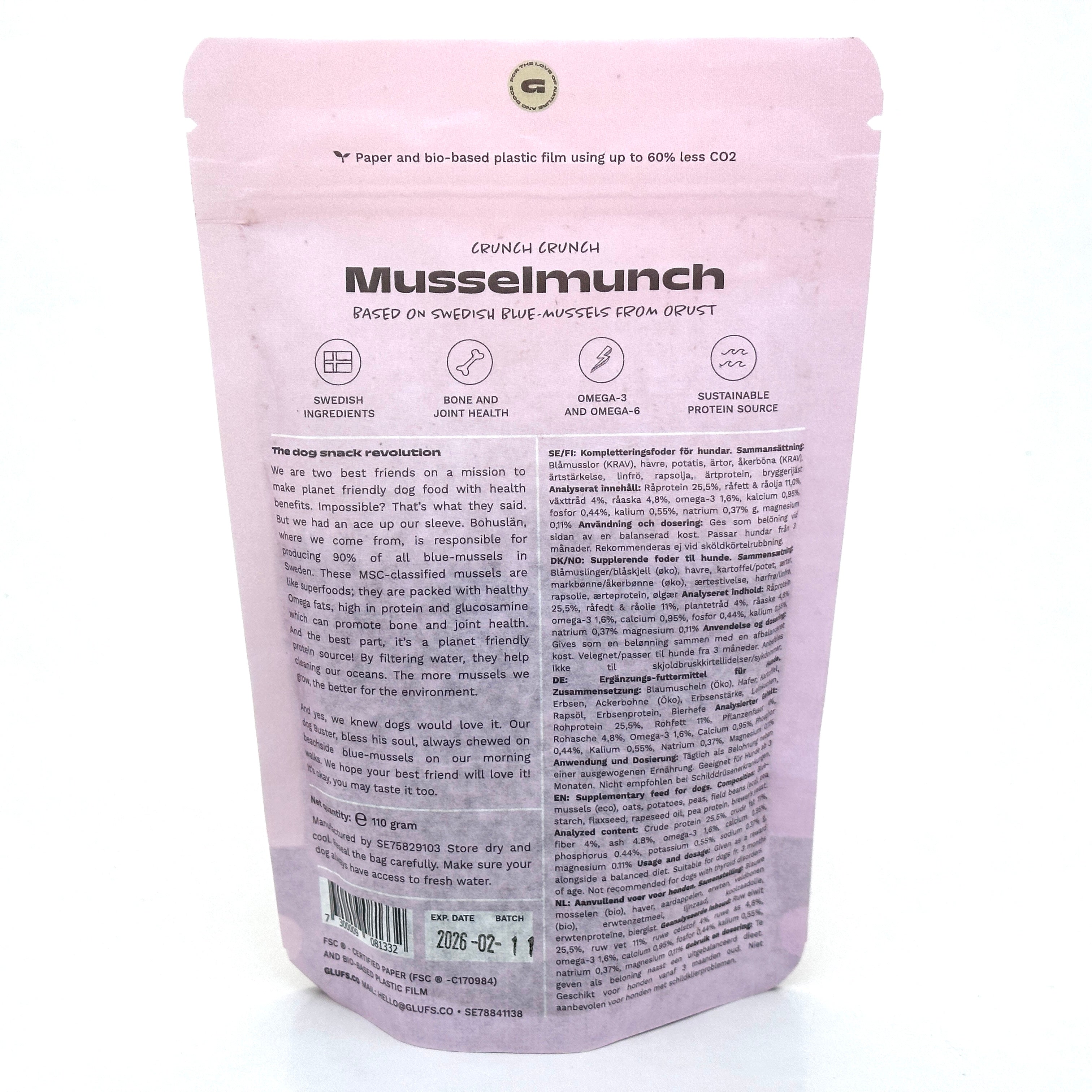 Glufs - Musselmunch | Hundgodis av blåmussla (110g)