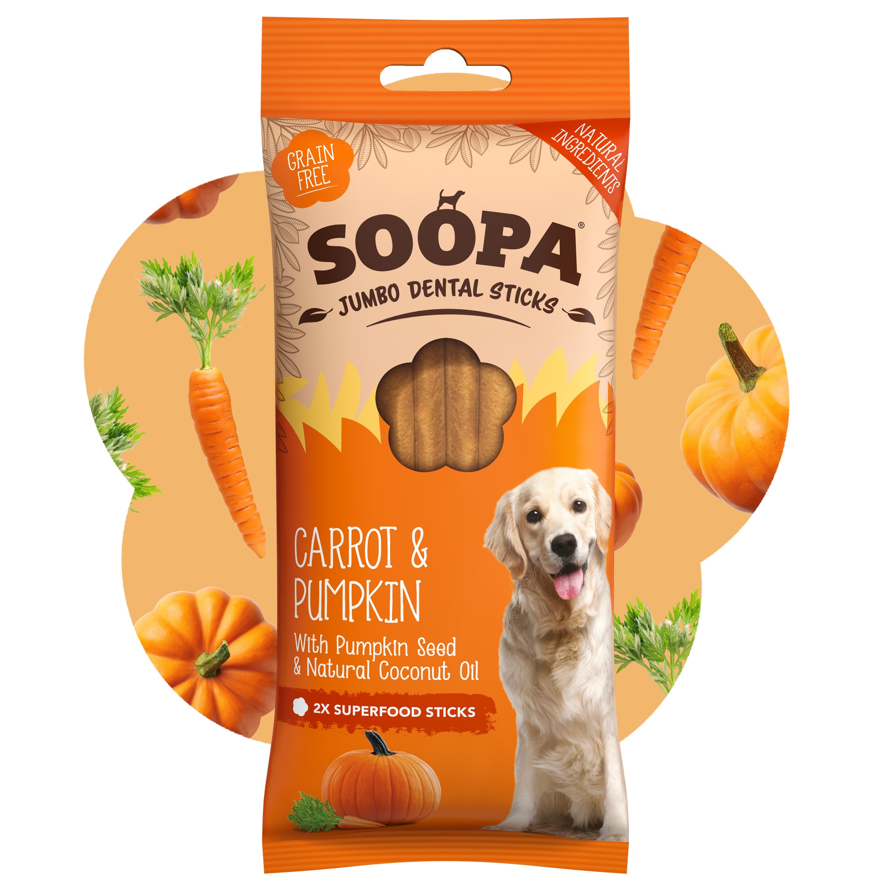 Soopa - Tuggpinnar JUMBO | Morot & Pumpa (2-pack)