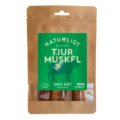 Naturligt hundtugg - Svensk tjurmuskel (12-15cm, 3-pack)