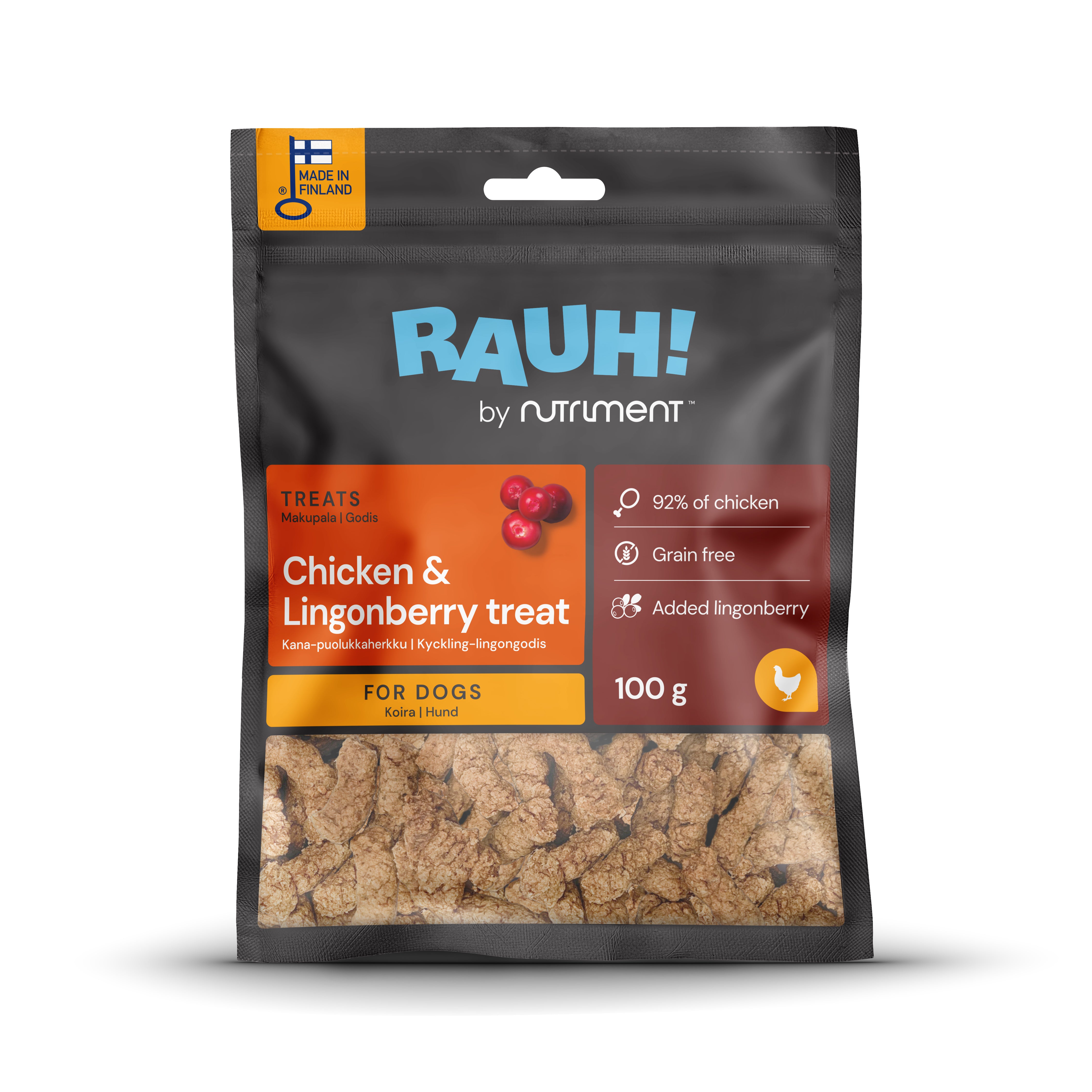 RAUH/Nutriment - Kycklingkött och lingon (100g) – Hundben.se
