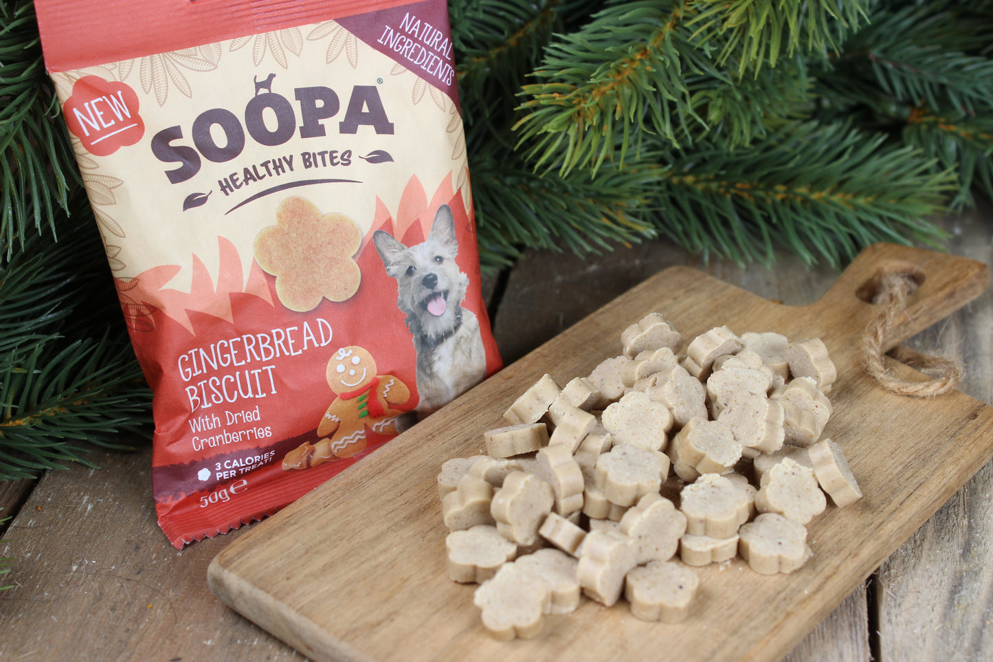 Soopa - Hundgodis | Gingerbread Biscuit, Ingerfära och tranbär (50g, 50 bitar)