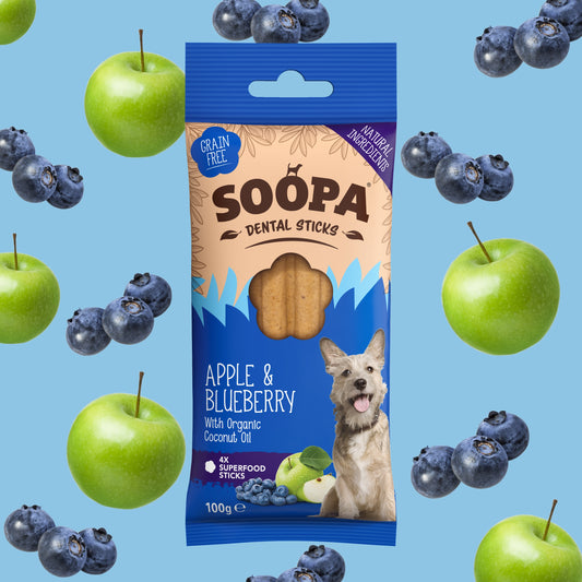 Soopa - Tuggpinnar | Äpple & Blåbär (4-pack)