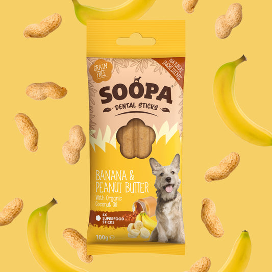 Soopa - Tuggpinnar | Banan & Jordnötssmör (4-pack)
