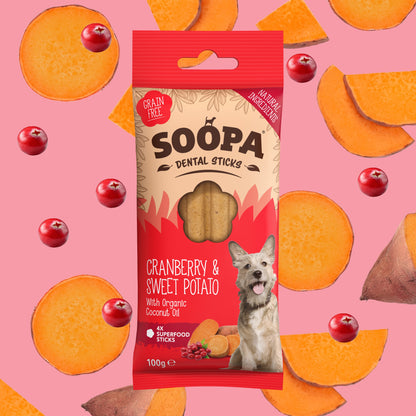 Soopa - Tuggpinnar | Tranbär & Sötpotatis (4-pack)