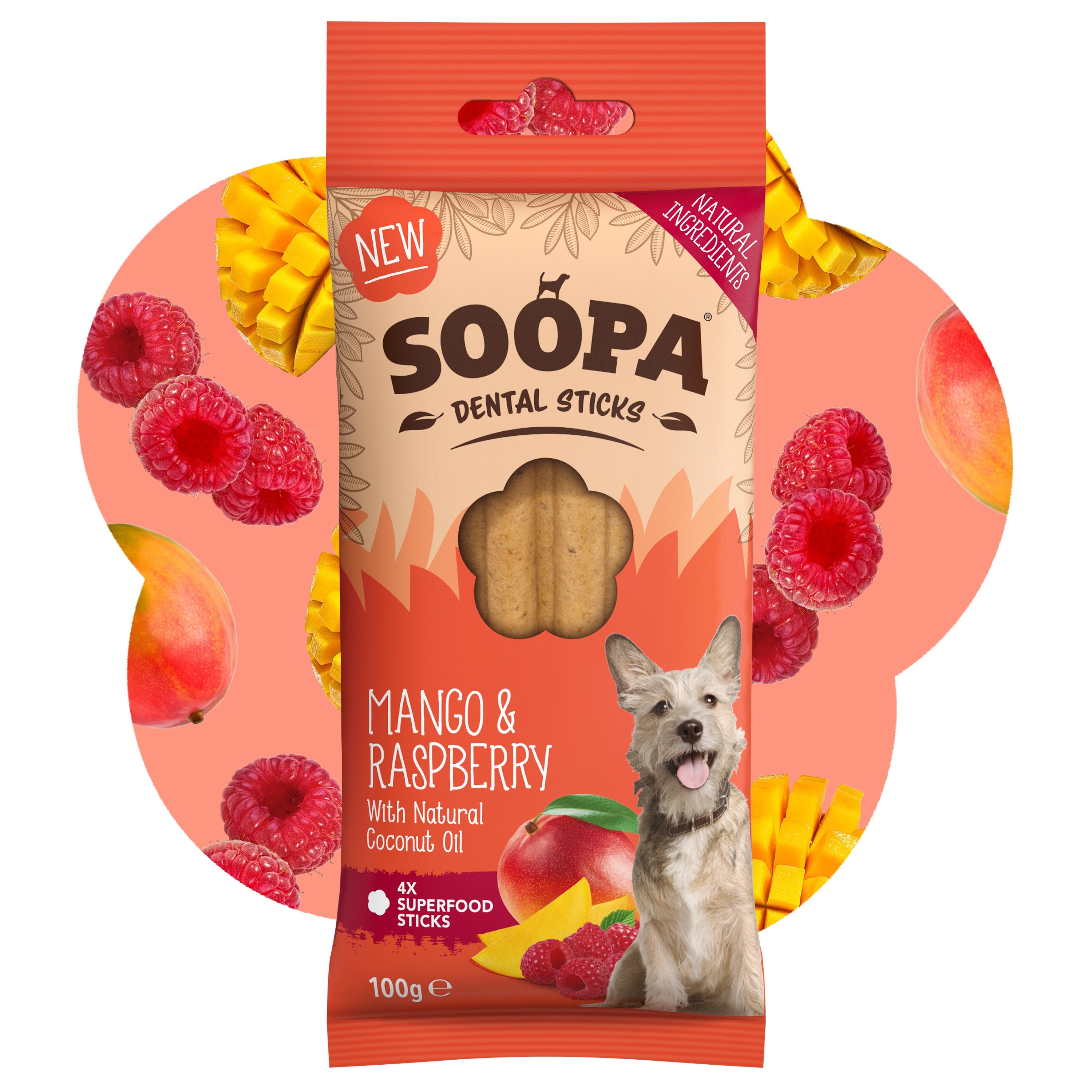 Soopa - Tuggpinnar | Mango & hallon (4-pack)