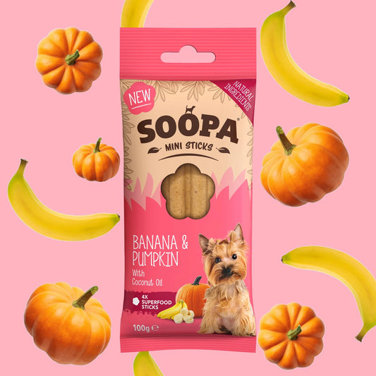 Soopa - Tuggpinnar MINI | Banan och Pumpa (8-pack)