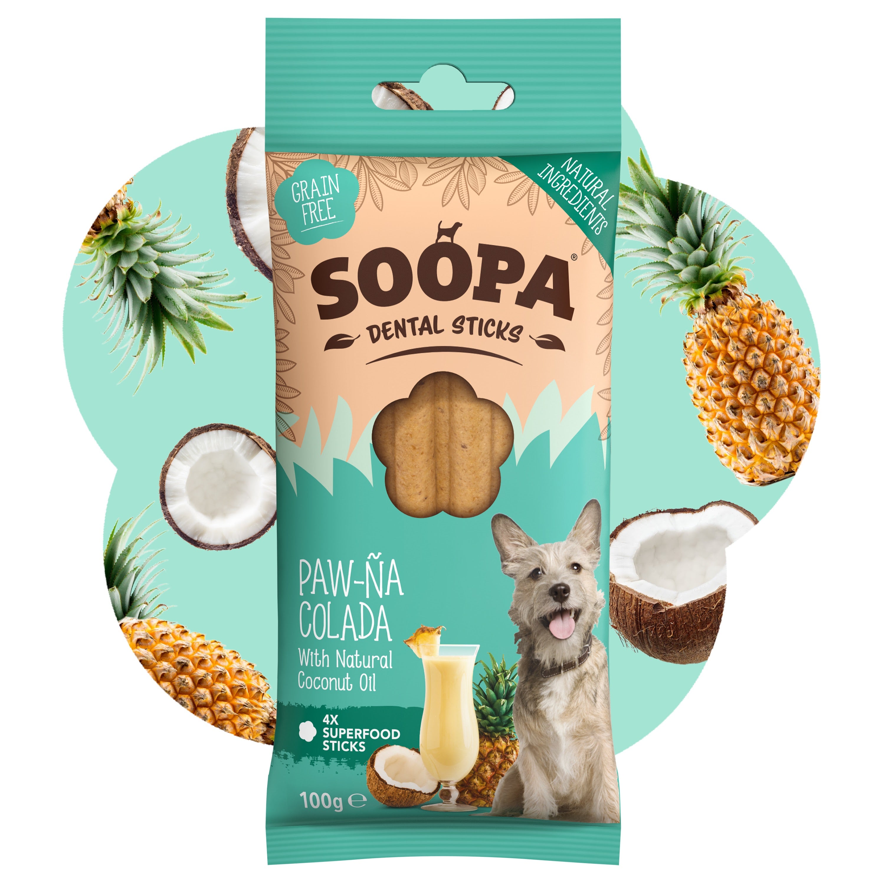 Soopa - Tuggpinnar | Paw-Na Colada - Kokos & Ananas (4-pack)