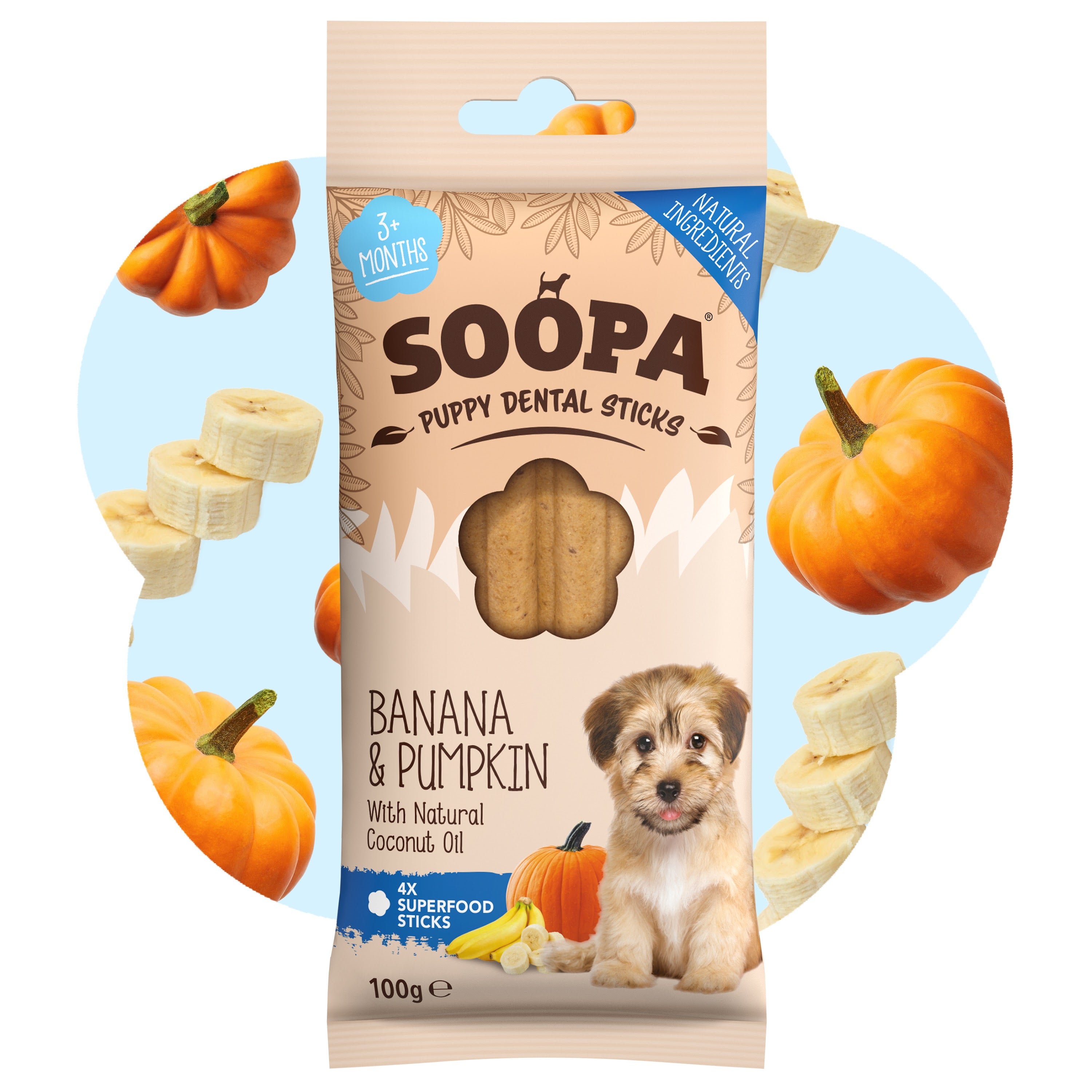 Soopa - Tuggpinnar PUPPY | Banan och Pumpa (4-pack)