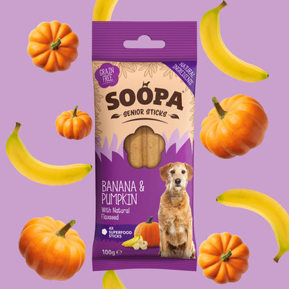 Soopa - Tuggpinnar SENIOR | Banan och Pumpa (4-pack)