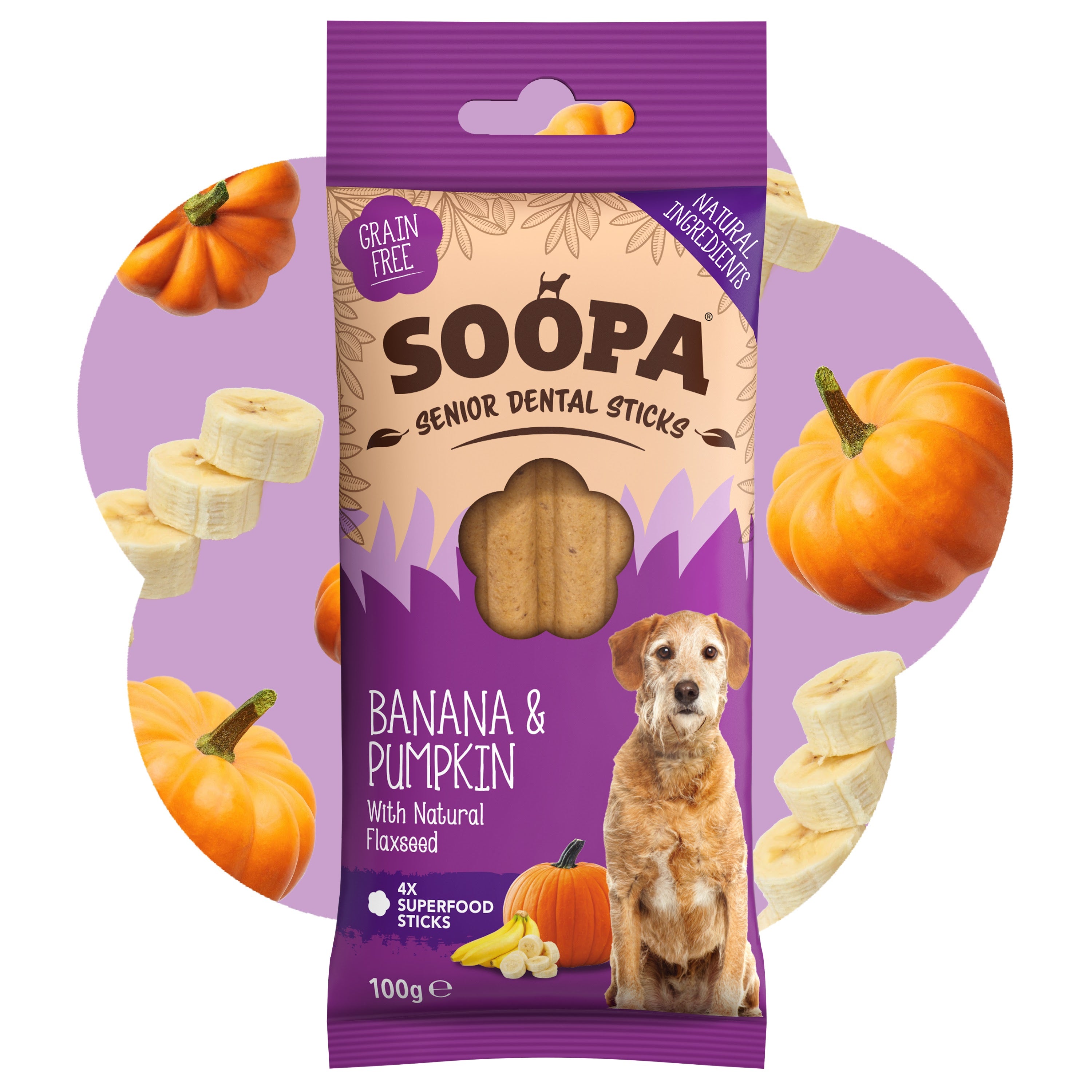 Soopa - Tuggpinnar SENIOR | Banan och Pumpa (4-pack)