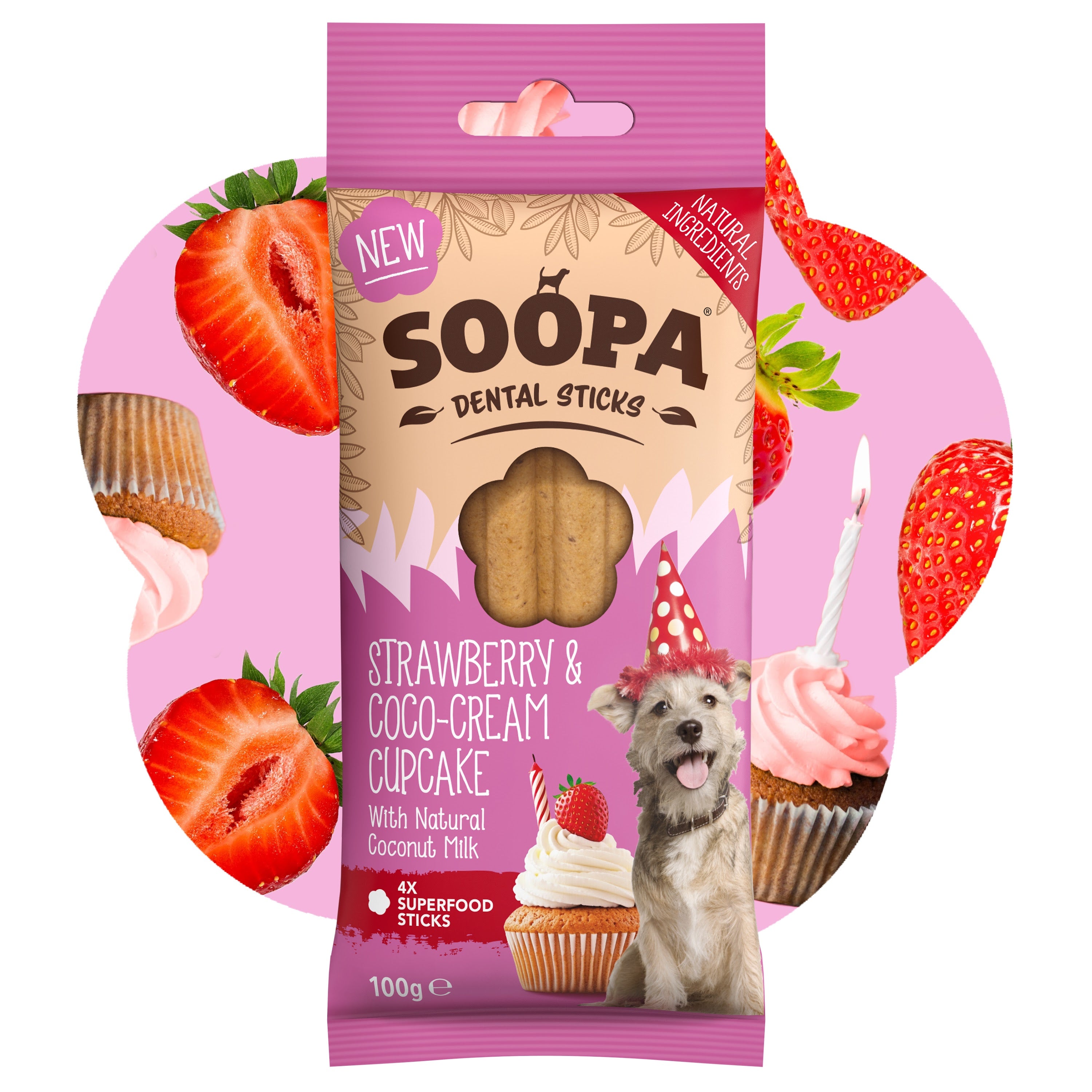 Soopa - Tuggpinnar | Jordgubb & Kokosgrädde (4-pack)