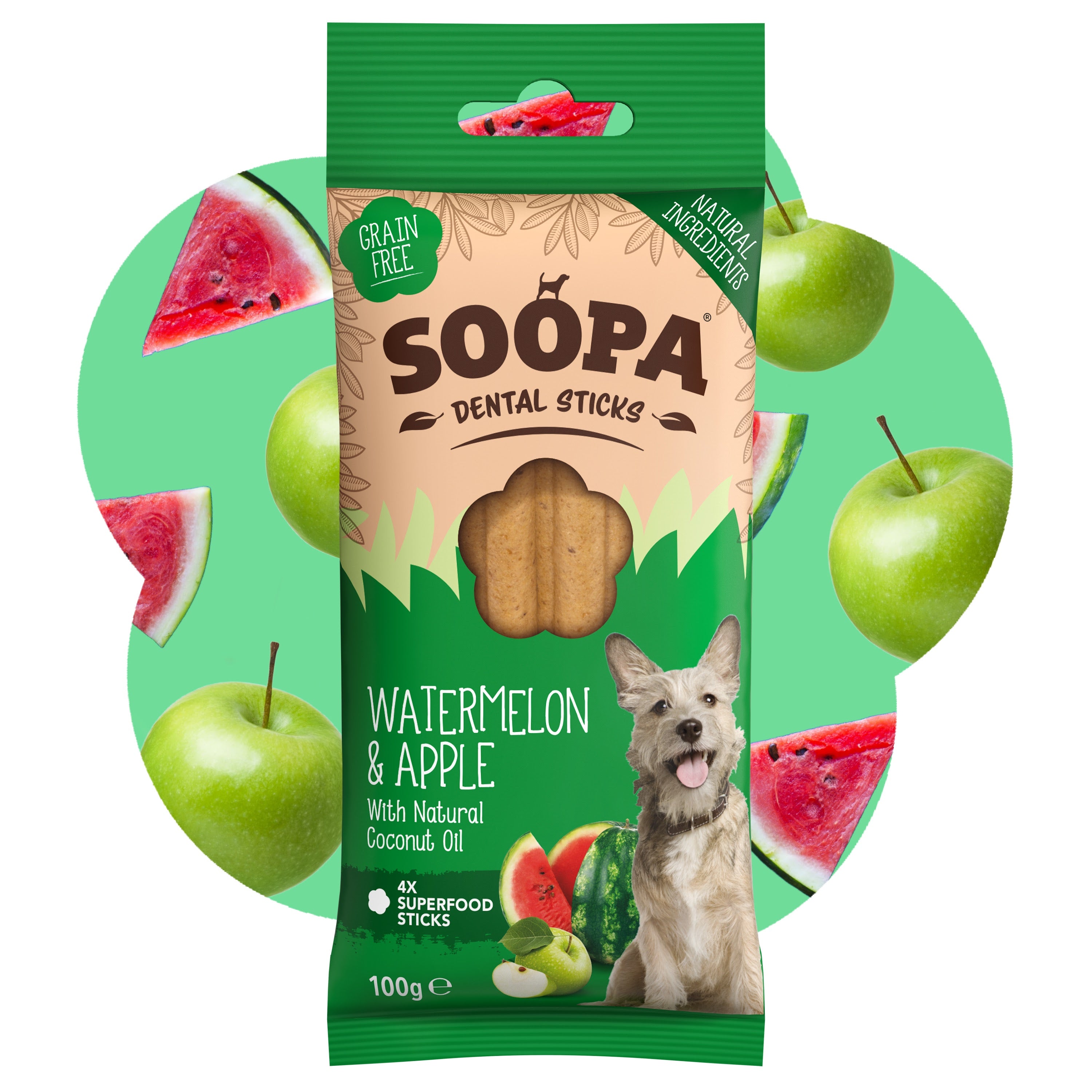 Soopa - Tuggpinnar | Vattenmelon & Äpple (4-pack)