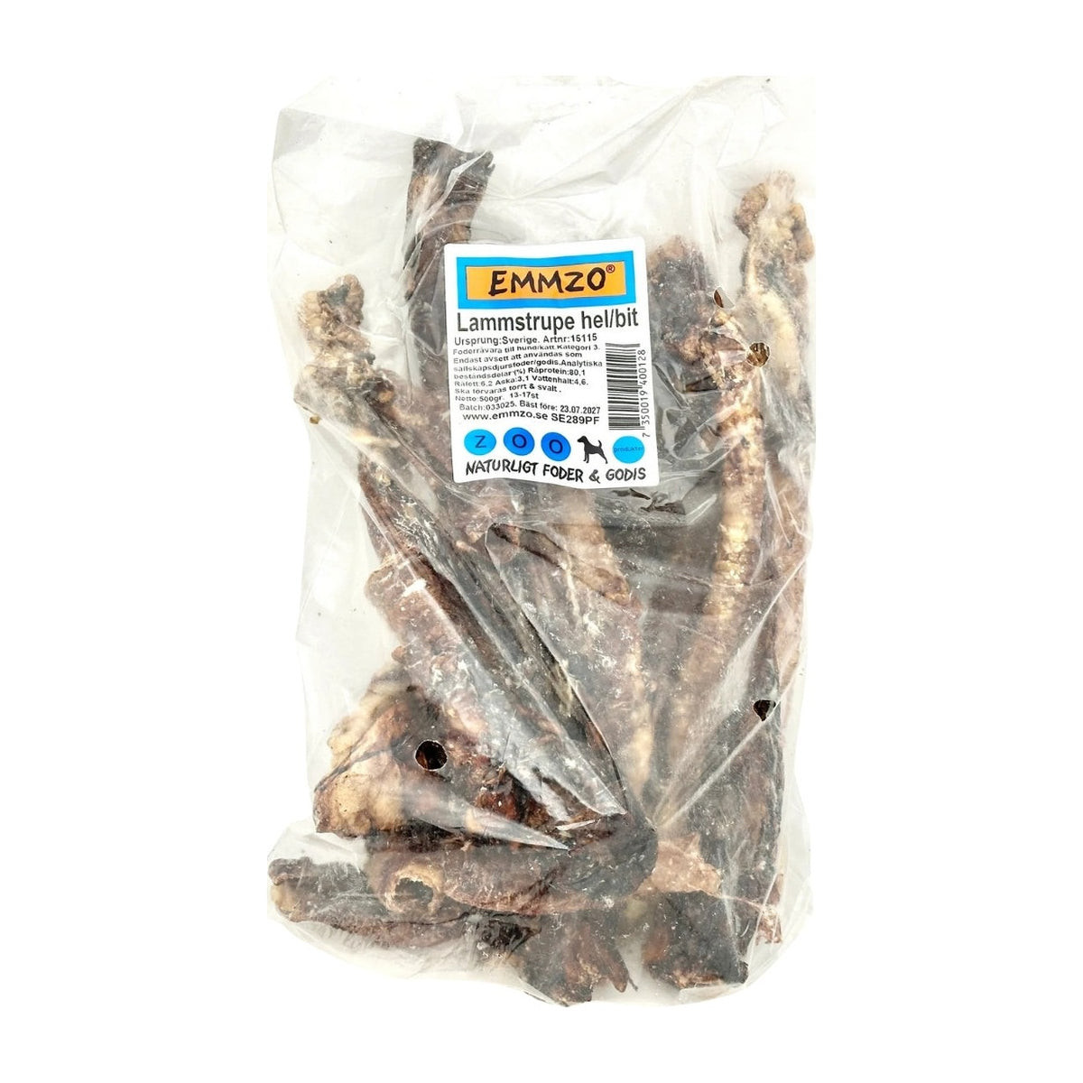 Emmzo - Svensk lammstrupe hel/bit (500g)