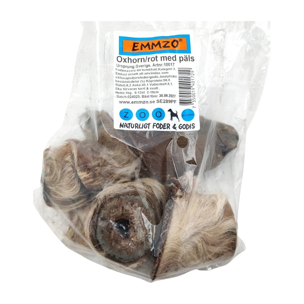 Emmzo - Svenskt oxhorn med rot delad (1kg)