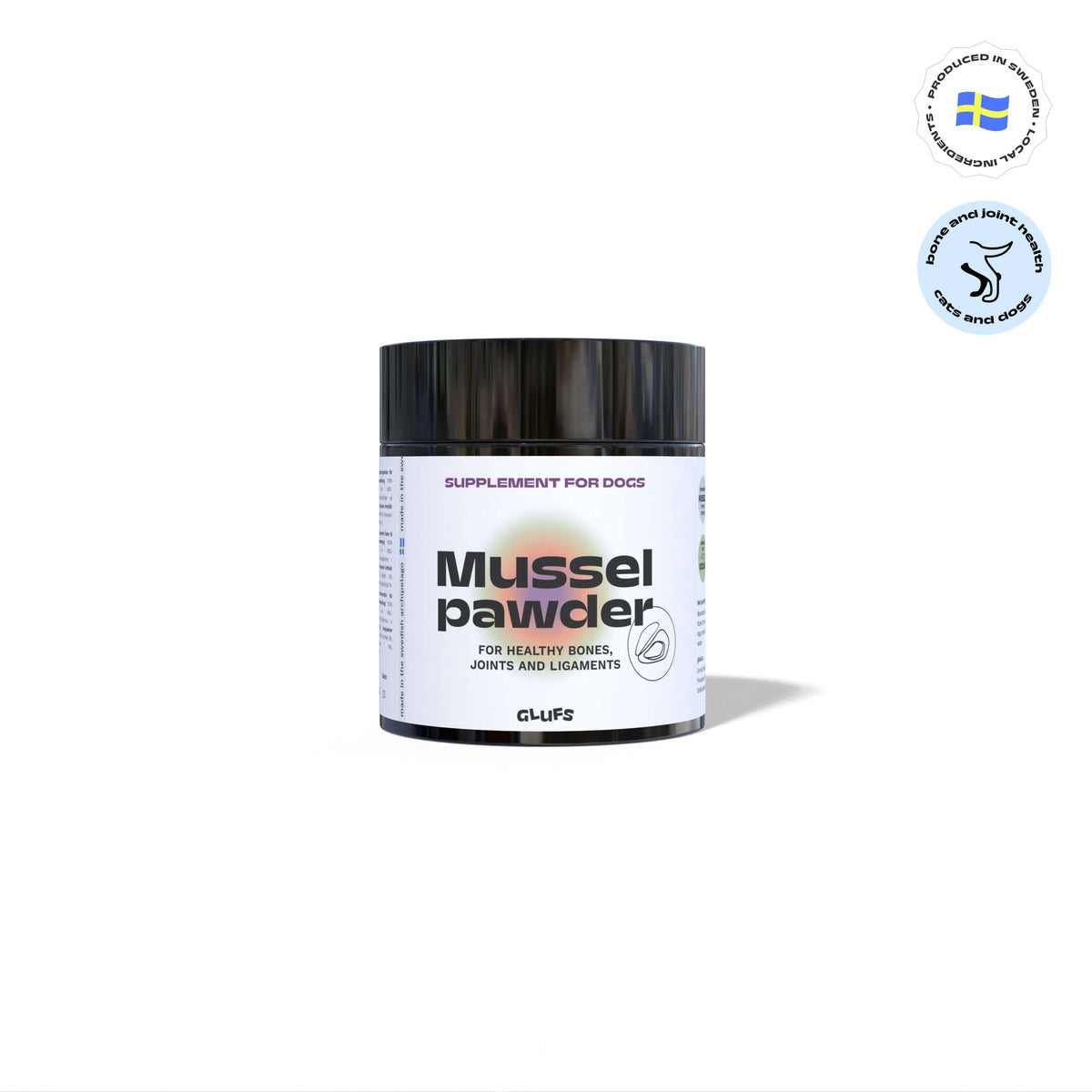 Glufs Mussel Pawder blåmusselpulver, burk 80 g