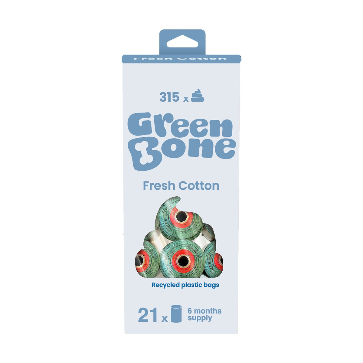 Green Bone bajspåsar Fresh Cotton, 21-pack med 315 påsar