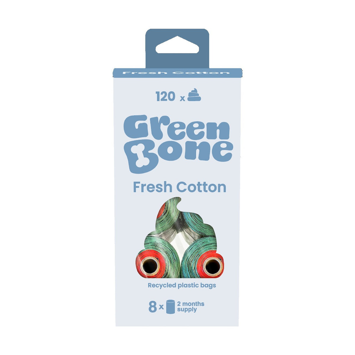 Green Bone bajspåsar Fresh Cotton, 8-pack med 120 påsar