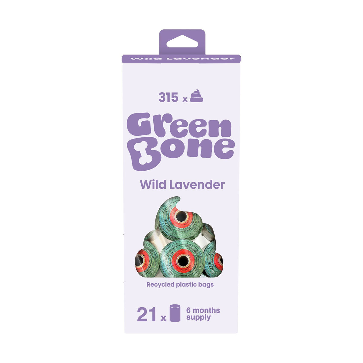 Green Bone bajspåsar Wild Lavender, 21-pack med 315 påsar