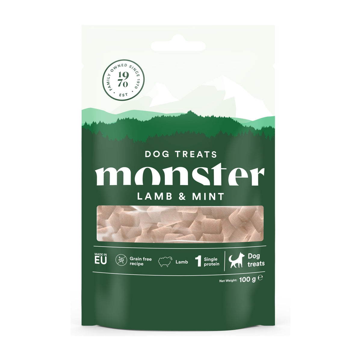 Monster Baked Treats Lamb & Mint, bakat hundgodis med lamm och mynta 100 g