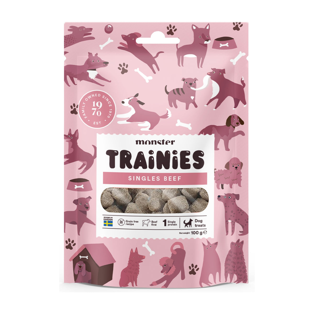 Monster Trainies Beef, halvmjukt träningsgodis med nöt 100 g