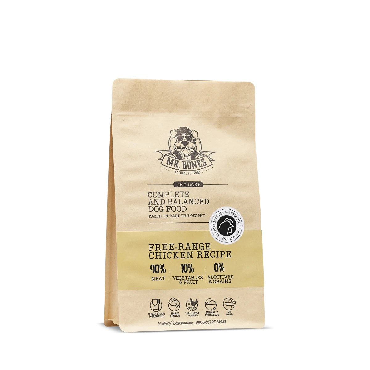 Mr. Bones lufttorkat helfoder med frigående kyckling i påse 1 kg