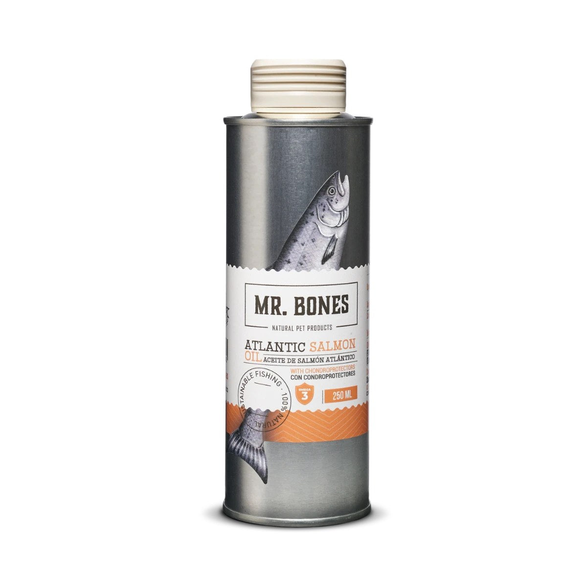 Mr. Bones Atlantic Salmon laxolja med ledskydd i metallflaska 250 ml