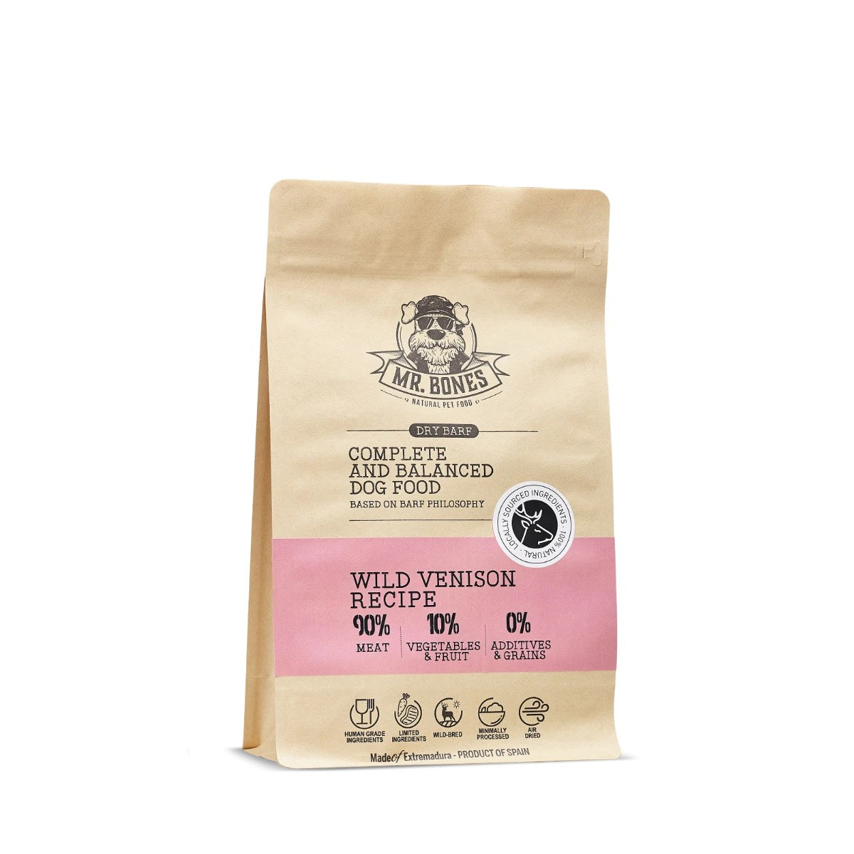 Mr. Bones lufttorkat helfoder vild hjort i påse 1 kg