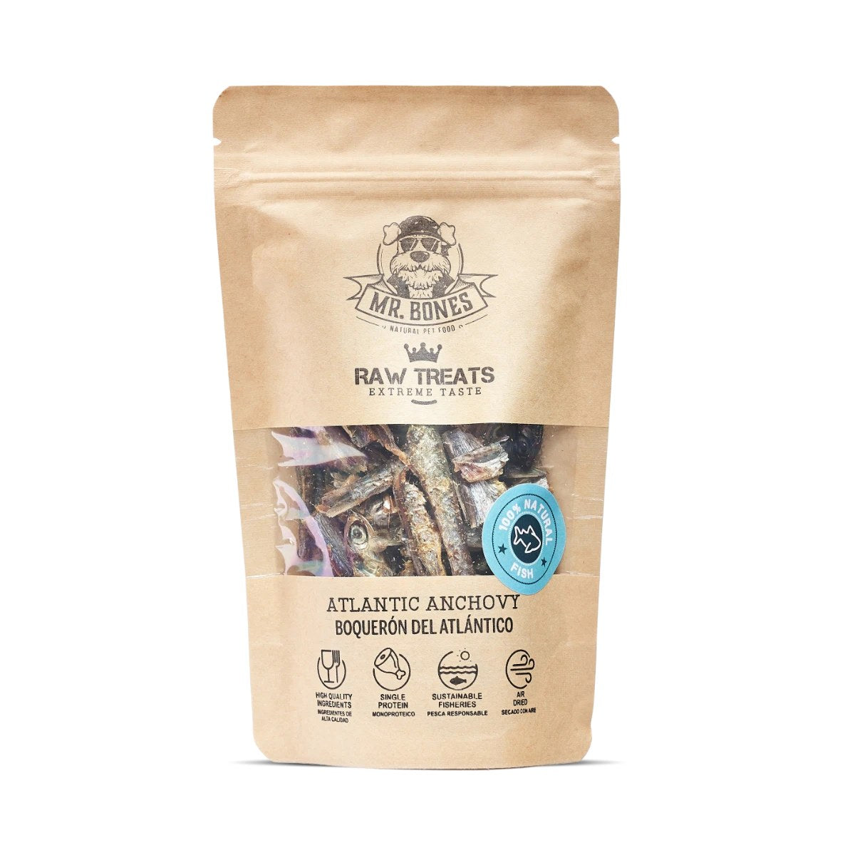 Mr. Bones Raw Treats ansjovis i påse 45 g
