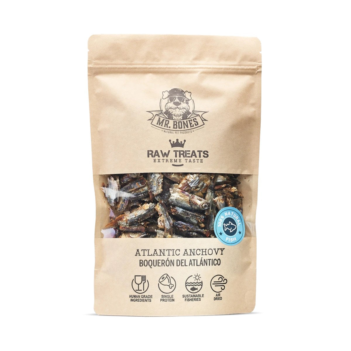 Mr. Bones Raw Treats ansjovis i stor påse 400 g