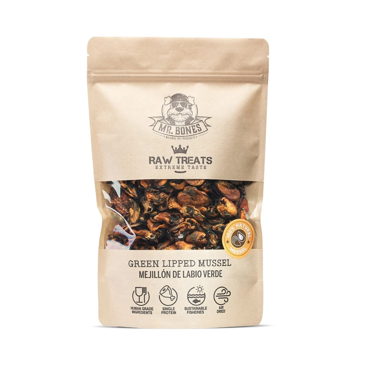 Mr. Bones Raw Treats grönläppad mussla i stor påse 400 g