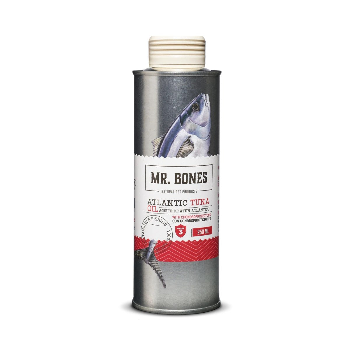 Mr. Bones tonfiskolja med ledskydd i metallflaska 250 ml