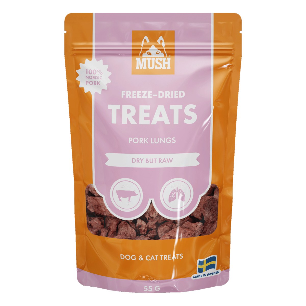 MUSH Freeze-Dried Treats frystorkad grislunga 45g förpackning