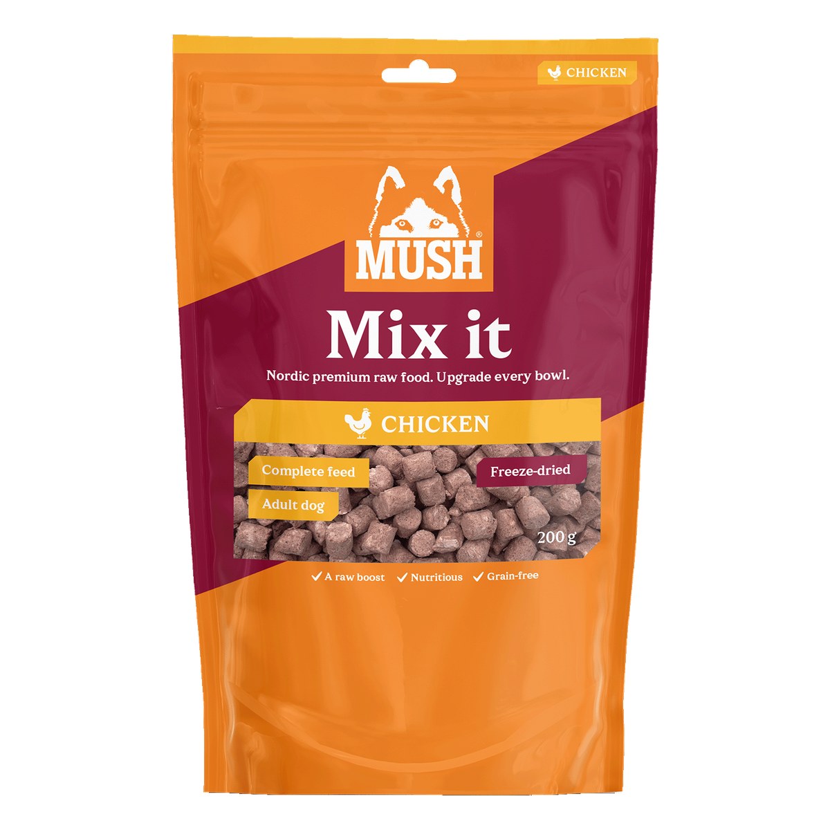 MUSH Mix it frystorkat kyckling 200g förpackning